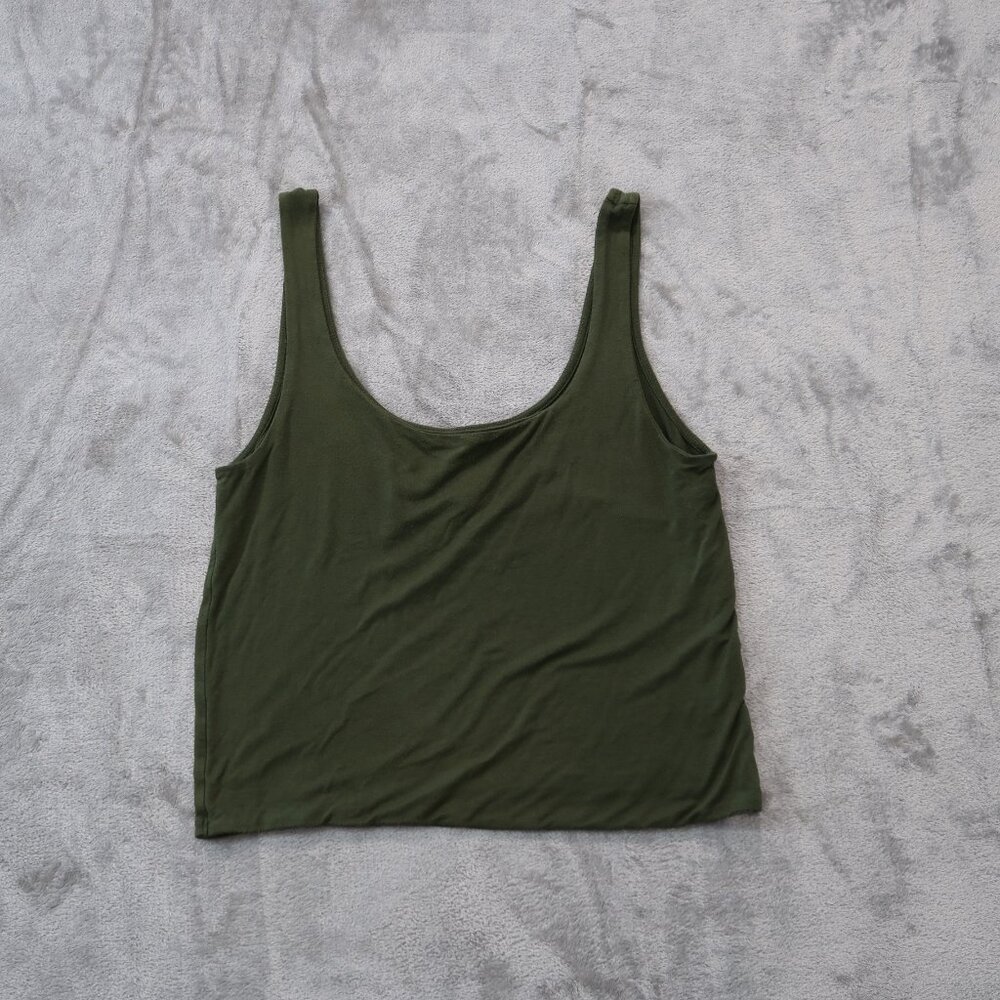 Pacsun Basics Tank Top Womens Cropped Spaghetti Strap Sleeveless Shirt Green L - Picture 6 of 14